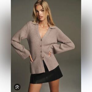 Reformation Shea Cashmere Collared Cardigan in Toast - XS